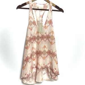 Morgan Carper Split Side 100% Silk Racerback Medium Neutral Tones Anthropologie